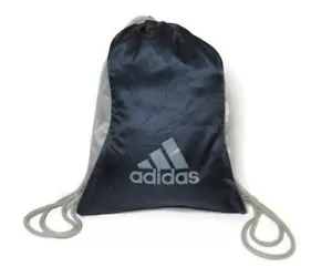 Adidas Backpack Cord Drawstring Gray Black Lightweight Gym Bag Sport School - Picture 1 of 4