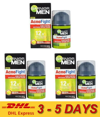 3x Garnier Men Acno Fight Dullness Fighting Power Whiten Face Serum Creme 40g - Imagem 1 de 4
