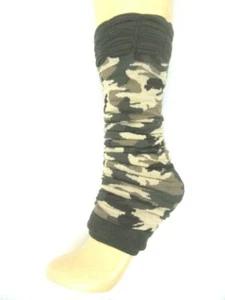 WOMENS LADIES GIRLS CAMOUFLAGE LEG WARMERS FOOTLESS SOCKS DANCE PARTY FANCY ARMY - Picture 1 of 1