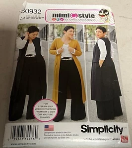 Simplicity S0932 Schnittmuster Mimi Style Damen Hose ungefüttert Mantel Weste Staubtuch - Bild 1 von 3