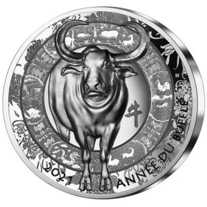 Silbermünze Jahr des Ochsen Lunar Serie 2021 Frankreich - High Relief - 1 Oz PP - Bild 1 von 3