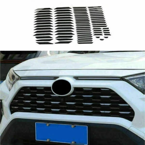 For Toyota RAV4 2019-2024 Glossy Black Front Hood Grill Grille Trim Strips 1Set - Picture 1 of 5