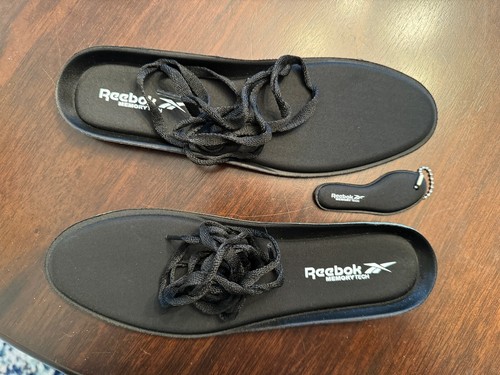 Suole scarpe Reebok 7 5 larghe E & portachiavi & paio di lacci scarpe piatte 43 5"" neri