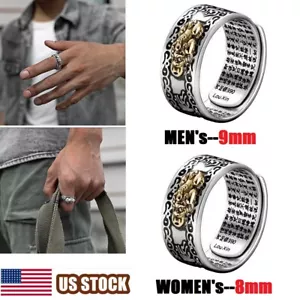 Anello Mantra Feng Shui Pixiu Regolabile per Ricchezza e Protezione Buona Fortuna Denaro - Foto 1 di 14