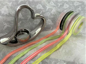 Berisfords NEON Stripe Grosgrain ribbon - 4 shades on Natural - 10mm *low stock* - Picture 1 of 9