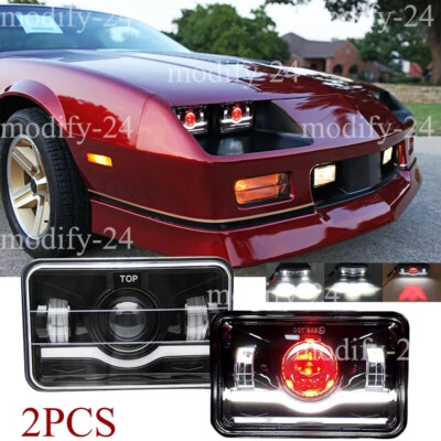 2pcs 4x6 inch DOT LED Headlights H4 Fit Chevrolet Camaro Iroc-Z Z28 RS 1988-1992 - Image 1 of 4