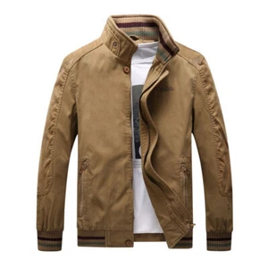 Mens Flight Jacket Casual Long Sleeve Coat Sportwear Zipper Cargo Outdoor Jacket - Picture 1 of 16