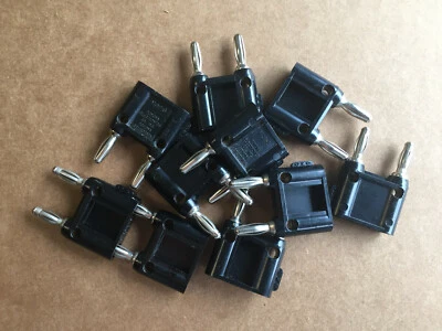 Lot of 10 ITT Pomona MDP-S-0 Double Banana Plug With Shorting Bar Black GND