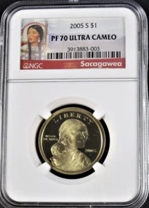 2005 S SACAGAWEA Dollar NGC PF70💥FLAWLESS QUALITY💥EARLY RED BANNER LABEL - Picture 1 of 4
