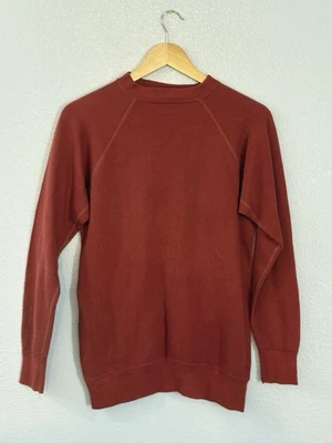 Sudadera De Colección Años 60 70 Granate Raglán Cuello Redondo Algodón Limpia Pequeña Foto 1 de 4