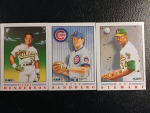 1991 FLEER FACTORY PRO-VISIONS 3 CARD SET SANDBERG HENDERSON STEWART - Picture 1 of 4
