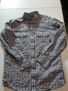 Camisa Ariat Cat 2 resistente al fuego manga larga grande azul gris a cuadros - Imagen 1 de 13