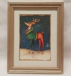 Vintage 1999 Rebecca Ruegger Blitzen Rentier Print 7x9 * C6 - Bild 1 von 2