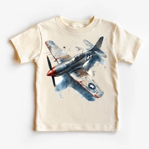 Retro US Military Fighter Jet Shirt - Watercolor Airplane Tee - Picture 1 of 8