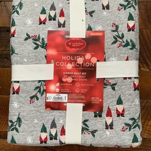 Nikolaus quadratische Weihnachtswichtel komplett/Queen Quilt & Shams Set, wendbar 3-teilig - Bild 1 von 8