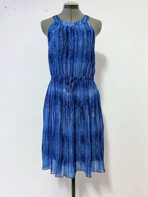 Rockmans dress size 12 back zip sheer fabric lined elastic drawstring waist - image 1 of 4