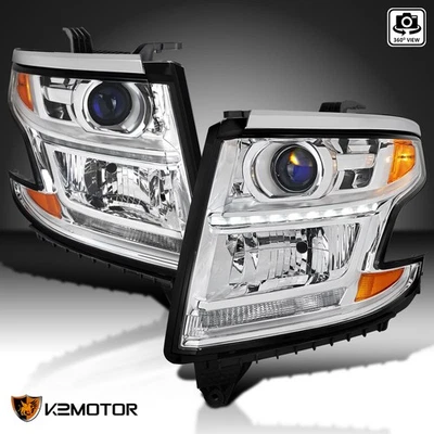 Fits 2015-2020 Chevy Tahoe Suburban LED DRL Projector Headlights Left+Right — 第 1/4 张图片