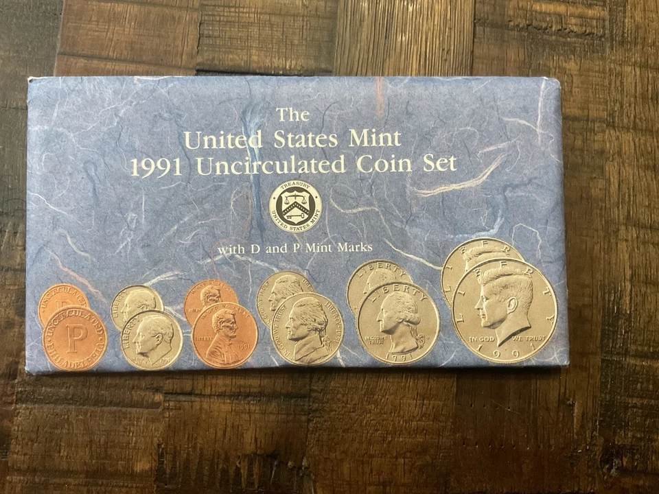 1991 United States Mint Uncirculated 10 Coin Set P & D  W/ COA Original Envelope - Image 1 of 3