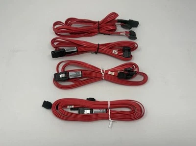4X Molex SFF-8087-to-4-SATA  breakout cable w/ 4 Male-to-Male SATA adapters - Image 1 of 3