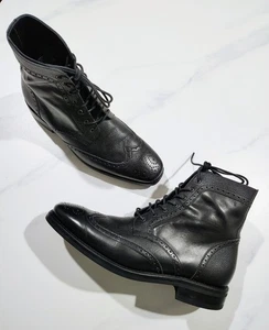 Thursday Boot Co Wingtip Lace-Up Boot Mens Black 10 Smooth Pebbled Leather - Picture 1 of 14