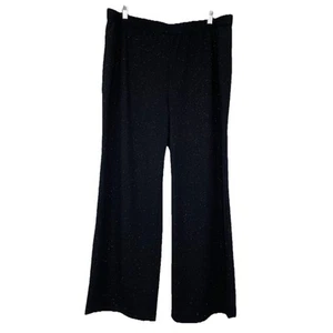Talbots Wide Leg Pull On Dress Pants Womens 2X Black Sparkle Shimmer Party - Picture 1 of 6