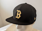 New Era 59Fifty Boston Red Sox Hat Cap Flatbill Metallic White Gold B Wool 7 1/2