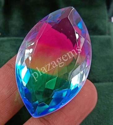 Piedra preciosa suelta certificada con forma de marquesa ametrino bicolor 109,3 quilates 5MHJ Foto 1 de 4