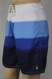 Polo Ralph Lauren Blue White Dip Dye Swim Board Shorts Trunks Yellow Pony NWT - Picture 1 of 1