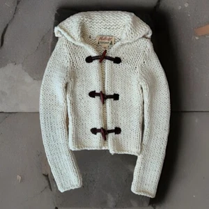 Suéter Hollister Para Mujer Mediano Crema Mezcla Lana Recortado Glamour Boho Nueva York - Imagen 1 de 8