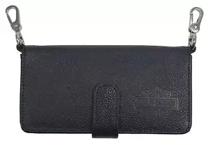 Harley-Davidson Women's Vixen Bar & Shield Leather Phone Crossbody Purse - Black - Picture 1 of 2