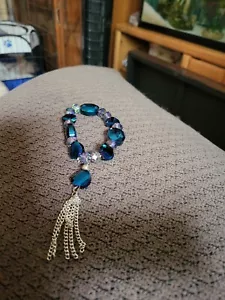 Vintage Crystal Blue Tones Stretch Bracelet - Picture 1 of 2