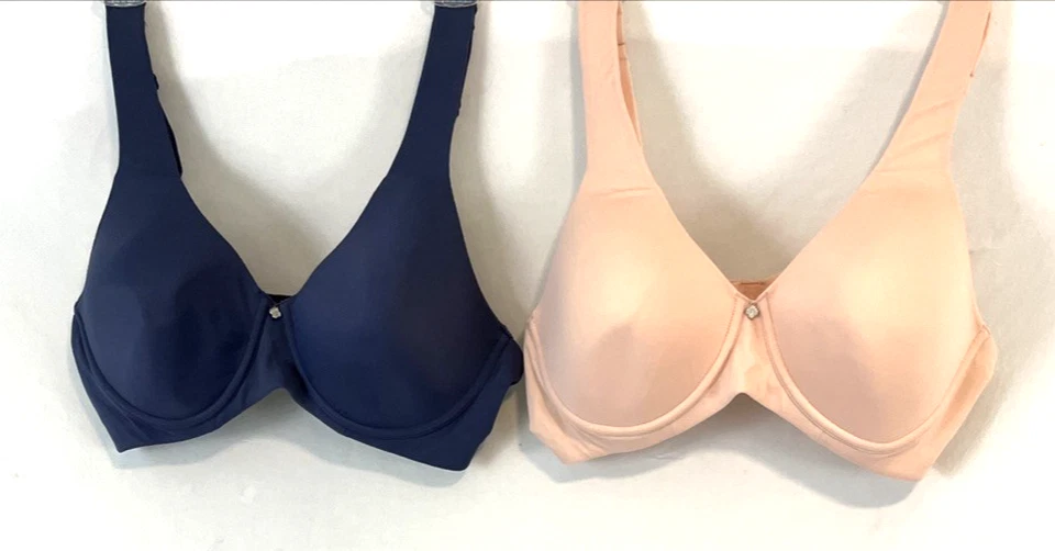 Juego de 2 sujetadores Breezies 38B modernos micro sin cables beige/azul A451345 BA6 Foto 1 de 4