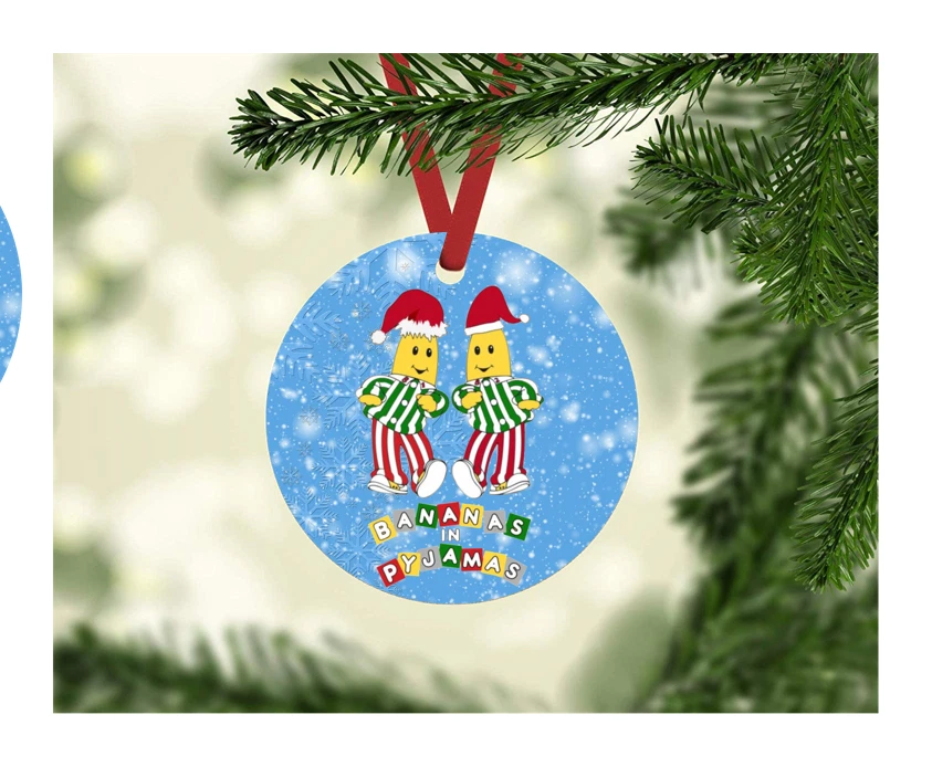 BANANAS IN PYJAMAS INSPIRED CUSTOM 3.5" METAL ORNAMENT GIFT TAG - Image 1 of 1