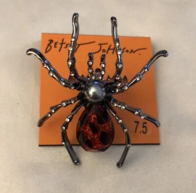 Anillo Betsey Johnson Glampiro Tono Gunmetal Araña Talla 7.5 Nuevo con Etiquetas Foto 1 de 4