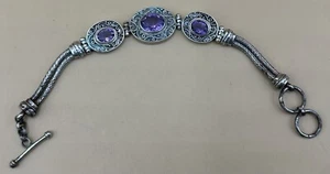 Vintage Sterling 925 Amethyst Knebelarmband - Bild 1 von 10