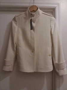 Neu mit Etikett $ 179 Talbots Petites 2P The Grace Fit gefütterte klassische elfenbeinfarbene Jacke mit Stehkragen  - Bild 1 von 10