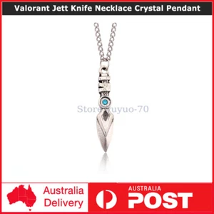 Valorant Jett Knife Necklace Crystal Pendant Choker Cosplay Prop Jewelry Gifts - Picture 1 of 8