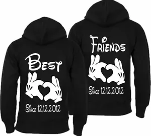 Best Friends Hoodie mit WUNSCHDATUM Pullover BFF Beste Freunde Fun - Bild 1 von 1