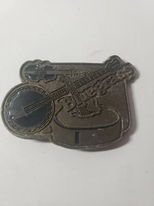 Bluegrass Gürtelschnalle Bango Gitarre Geige detailliert 2”x3” Messing - Bild 1 von 2