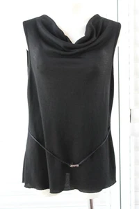♐ SIZE 16 KATIES BLACK COWL NECK SLEEVELESS FRONT BELTED BLOUSE TANK kt - Picture 1 of 6
