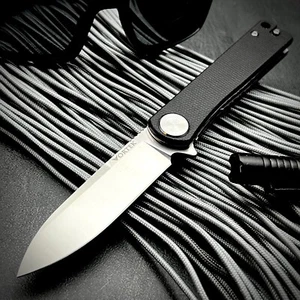 VORTEK OSKAR Black Micarta D2 Ball Bearing Flipper Blade Folding Pocket Knife - Picture 1 of 9
