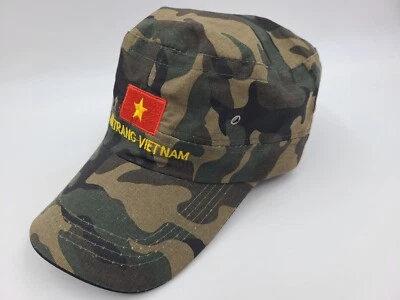 Nha Trang Vietnam Camo Cadet Military Strapback Adjustable Hat Cap Green Brown - Imagem 1 de 4