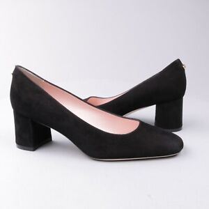 Kate Spade Heels Kylah Pumps Black Suede Block Heeled Square Toe Shoes Size 6