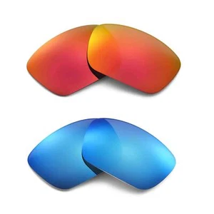 Walleva Two Pairs Polarized Lenses For Oakley Fuel Cell - Fire Red + Ice Blue - Picture 1 of 6