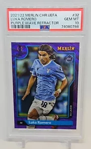 PSA 10 LUKA ROMERO 2022 TOPPS MERLIN PURPLE WAVE SSP RIFRATTORE ROOKIE 13/15 - Foto 1 di 3
