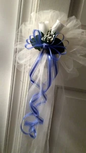 RUSH PAGE 6 PC WEDDING BOW ROYAL ROSE OPEN & IVORY BUDS & SATIN SHEER RIBBON RB - Picture 1 of 2