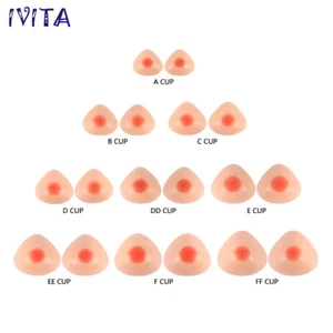 A-FF Cup Triangle Self-adhesive Silicone Breast Forms Crossdresser Bra Enhancers - Picture 1 of 12