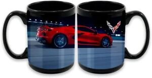 C8 Corvette Coffee Mug 15oz Stoneware Cup with Car - Black