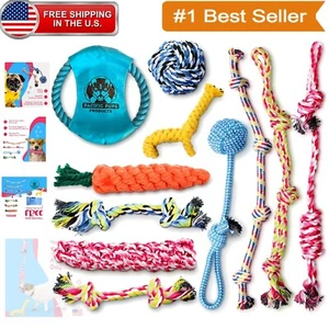 Machine Washable 11-Piece Dog Rope Toy Set for Aggressive Chewers - Multi-Color - Picture 1 of 11