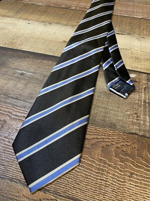 Corbata formal Jacob Alexander para hombre 60" x 3,25" negra/azul a rayas para el cuello adulto Foto 1 de 4